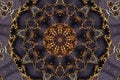 Kaleidoscopic pattern of a golden embroidery Royalty Free Stock Photo