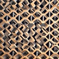 A kaleidoscopic pattern of overlapping hexagons in warm earth tones5, Generative AI