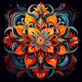 Kaleidoscopic patterns merging organic shapes with vivid, contrasting colors