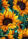 Kaleidoscopic Sunflowers: A Vibrant Symphony of Blue, Green, and