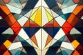 Kaleidoscopic symmetry with mirrored, colorful geometric patterns creating a psychedelic effect.
