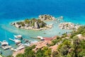 View over Mediterranean coastline in Kalekoy village of Kekova region in Antalya province, Turkey