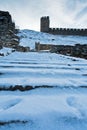 Kalemegdan fortress in winter covered with snow, Belgrade Royalty Free Stock Photo