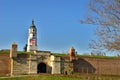 Kalemegdan Park with Church Tower and Belgrade Flag in Late Winter