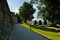 Kalemegdan park at sunny morning inside fortress walls in Belgrade