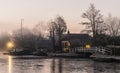 Kalenberg with Boat at Sunrise Royalty Free Stock Photo