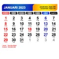 Kalender Bulan Januari 2023 lengkap dengan hari libur Royalty Free Stock Photo