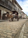 A Kalesa (or Horse Carriage) in Historic Town of Vigan. Royalty Free Stock Photo