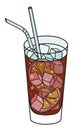 Kalimotxo or calimocho cocktail in highball glass. Red wine and cola based Spanish Basque drink served on the rocks