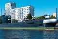 KALININGAD, RUSSIA - MAY 13, 2018: Submarine museum, the Pregolya river embankment. Popular landmark Royalty Free Stock Photo