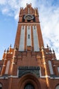 Kaliningrad, a fragment of the facade of the building of the former Catholic church of the Holy Family