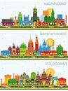 Nizhny Novgorod Russia City Skyline with Color Buildings and Blue Sky
