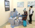 KALININGRAD REGION, RUSSIA. Schoolchildren consider children`s crafts at the exhibition. Seal Day at the Visit Center `Museum Comp