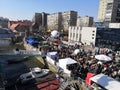 Kaliningrad, Russia - April 13, 2019: People at the territory of marine museum celebrate holiday of herring day