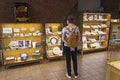 Girl inspects exhibits at the marzipan Museum