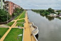Kaliningrad, Russia - August 18, 2016: new embankment of Admiral Tributz, a favorite place of rest for citizens and guests of the