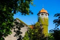 Kaliningrad, Russia. Beautiful overgrown water tower Raushen. Royalty Free Stock Photo