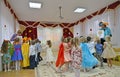 KALININGRAD, RUSSIA. Children participate in the contest at the autumn morning in kindergarten