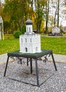 KALININGRAD, RUSSIA. Church of Cover on Nerley in Bogolyubov. South Park layout. History in Architecture Miniature Park