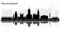 Kaliningrad Russia City Skyline Silhouette with Black Buildings and Reflections