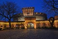 KALININGRAD, RUSSIA. Evening illumination of the Museum of Amber tower of `Der Don