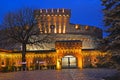 KALININGRAD, RUSSIA. Festive illumination of the Museum of Amber tower of `Der Don