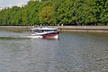 KALININGRAD, RUSSIA. The excursion boat `Northern Star` floats down the river to Pregolya