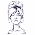 Kaliningrad, Russia 13 February 2020. Brigitte Bardot portrait sketch illustration.