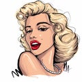 Kaliningrad, Russia 13 February 2020. Marilyn Monroe portrait sketch illustration.