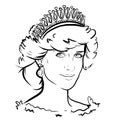 Princess Wales, Lady Diana portrait sketch illustration on white background