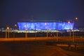 KALININGRAD, RUSSIA. Evening illumination of Baltic Arena stadium for holding games of the FIFA World Cup of 2018 Royalty Free Stock Photo
