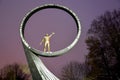 KALININGRAD, RUSSIA. A fragment of a monument to to `Fellow countrymen astronauts` against the background of the evening sky. The