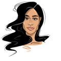 Meghan Markle sketch portrait . Duchess of Sussex, a member of the British royal family and Royalty Free Stock Photo