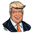 Sketch illustration of Donald Trump portrait, president of the USA