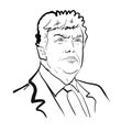 Sketch illustration of Donald Trump portrait, president of the USA