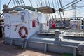 KALININGRAD, RUSSIA - JUNE 19, 2016: Metal deckhouse on the barque Kruzenshtern prior Padua.