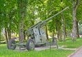 KALININGRAD, RUSSIA. 85-mm anti-aircraft gun 52-K 1939 in an open museum exhibition. Fort No. 5 `King Frederick William III