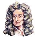 Kaliningrad, Russia 8 June 2021. potrait Isaac Newton Simple pop art illustration.