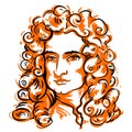 Kaliningrad, Russia 8 June 2021. potrait Isaac Newton Simple pop art illustration. Royalty Free Stock Photo