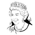 Kaliningrad RUSSIA - June 7 2021 Queen Elizabeth II. Sketch Portrait Drawing Illustration