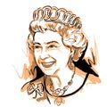 Kaliningrad RUSSIA - June 7 2021 Queen Elizabeth II. Sketch Portrait Drawing Illustration