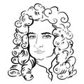 Kaliningrad, Russia 8 June 2021. potrait Isaac Newton Simple pop art illustration.