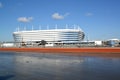 KALININGRAD, RUSSIA. A view of Baltic Arena stadium for holding games of the FIFA World Cup of 2018 in sunny day Royalty Free Stock Photo