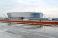 KALININGRAD, RUSSIA. A view of Baltic Arena stadium for holding games of the FIFA World Cup of 2018 in the winter Royalty Free Stock Photo