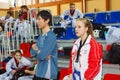 KALININGRAD, RUSSIA - MARCH 13, 2016: Viewers and participants of the Tournament of Taekwondo Koenig Open among teenage in