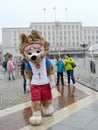 KALININGRAD, RUSSIA. A mascot of the FIFA World Cup of FIFA 2018 Zabivak`s wolf cub at Victory Square Royalty Free Stock Photo