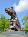 KALININGRAD, RUSSIA.The `Lioness with Lions` sculptural group at the entrance to Kaliningrad Zoo