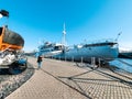 KALININGRAD, RUSSIA - MAY 04 2021 of Museum of World ocean, outdoor exposition, a research vessel Cosmonaut Viktor Patsayev