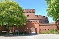 KALININGRAD, RUSSIA. A view of the museum of Amber, a tower of Der Don and the blossoming chestnuts