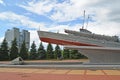 KALININGRAD, RUSSIA. The monument-torpedo boat GP 123 Komsomol member (a fragment of the Memorable sign to seam